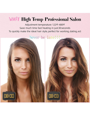 Plancha y Rizador DORISILK 2 en 1 Rosa con Rhinestones