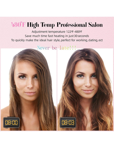 Plancha y Rizador DORISILK 2 en 1 Rosa con Rhinestones