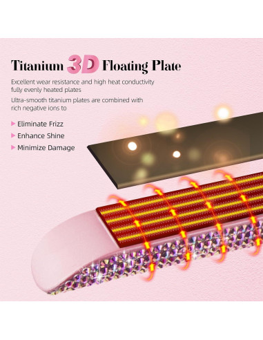 Plancha y Rizador DORISILK 2 en 1 Rosa con Rhinestones