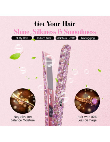 Plancha y Rizador DORISILK 2 en 1 Rosa con Rhinestones