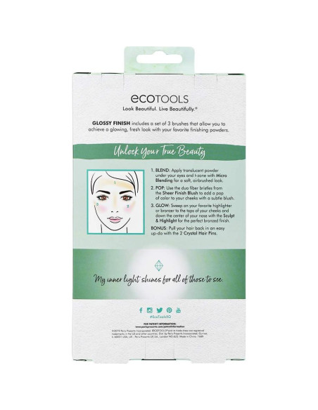 Set de Brochas de Maquillaje Ecotools 5 Piezas con Horquillas