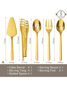 Set de Utensilios de Servicio KINGSTONE 5 Piezas Acero Inoxidable Dorado 2