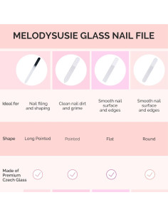 Set de 4 Limás de Uñas de Vidrio MelodySusie - Larga y Mini 2