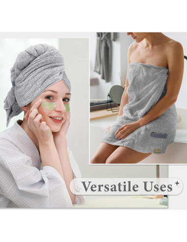 Toalla Envolvente para Cabello myHomeBody Gris 101.6x63.5 cm