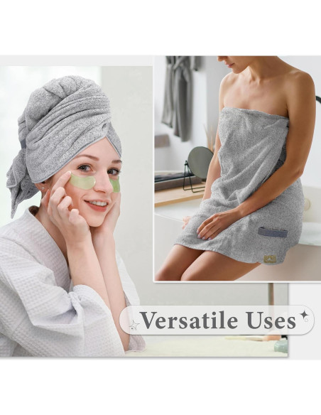 Toalla Envolvente para Cabello myHomeBody Gris 101.6x63.5 cm