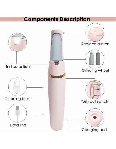 Removedor de Callos Eléctrico Exovan Rosa, 2 Velocidades Ajustables
