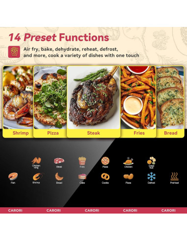 Freidora de Aire 14 en 1 Carori KZD55-200E-A 6Qt Acero Inoxidable