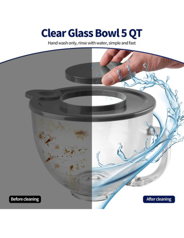 Tazón de Vidrio KitchenAid 5 Cuartos con Marcas de Medición