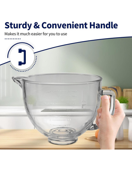 Tazón de Vidrio KitchenAid 5 Cuartos con Marcas de Medición