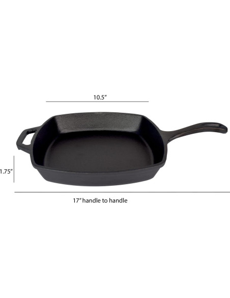 Sartén Cuadrada de Hierro Fundido Jim Beam 26.67 cm Pre Sazonada