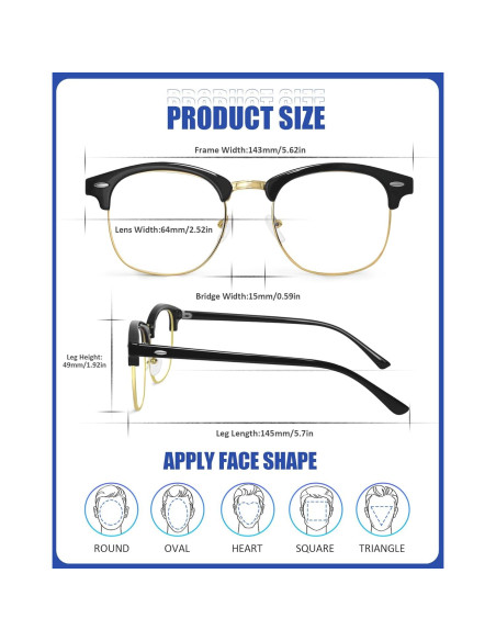 Gafas de Luz Azul ROWCHIC Ojo de Gato UV400 Negro Dorado