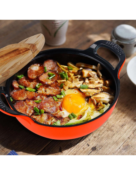 Olla Holandesa de Hierro Fundido Enameled AILIBOO 2L Naranja