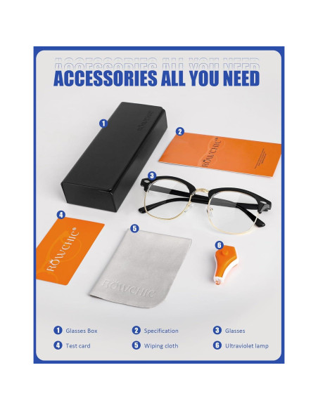 Gafas de Luz Azul ROWCHIC Ojo de Gato UV400 Negro Dorado