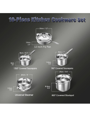 Juego de Utensilios de Cocina Cooks Standard 10 Piezas Acero Inoxidable