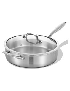 Sartén de Acero Inoxidable 5QT LOLYKITCH con Tapa y Mango Desmontable