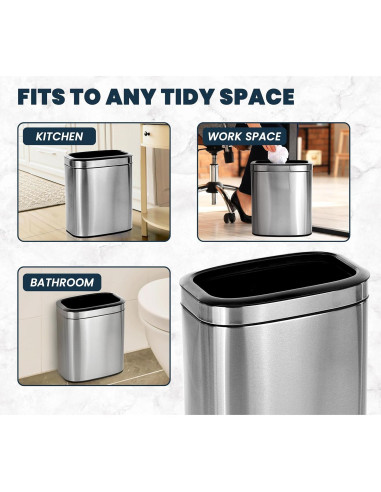 Basurero Abierto de Acero Inoxidable Alpine 20L - Diseño Moderno