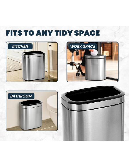 Basurero Abierto de Acero Inoxidable Alpine 20L - Diseño Moderno