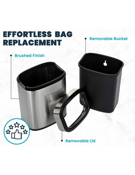 Basurero Abierto de Acero Inoxidable Alpine 20L - Diseño Moderno