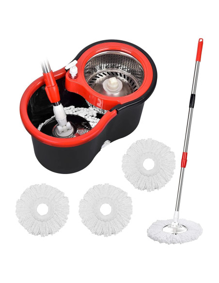 Juego de trapeador giratorio PULNDA con cubo y 3 recambios