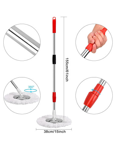 Juego de trapeador giratorio PULNDA con cubo y 3 recambios