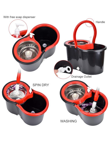 Juego de trapeador giratorio PULNDA con cubo y 3 recambios