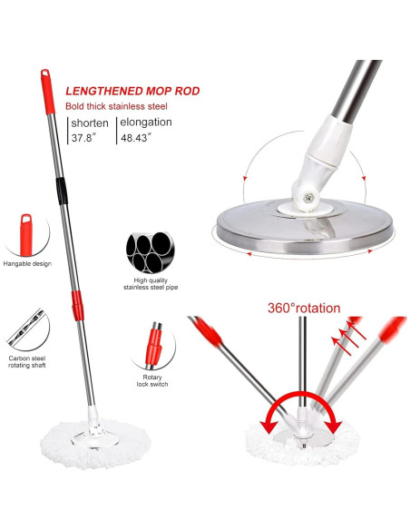 Juego de trapeador giratorio PULNDA con cubo y 3 recambios