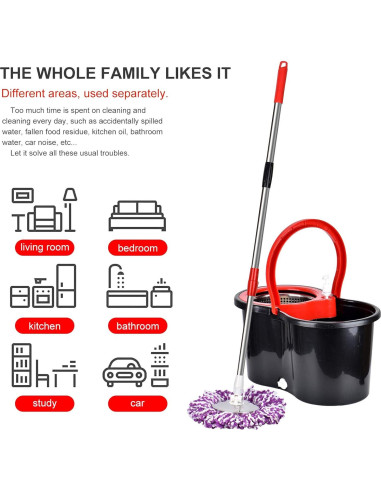 Juego de trapeador giratorio PULNDA con cubo y 3 recambios