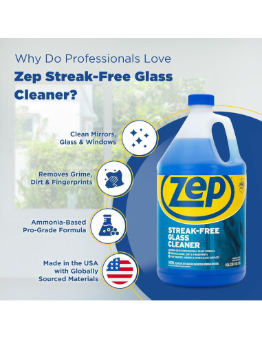 Limpiador de Vidrios Zep Sin Rayas - 3.78 L (Pack de 4)