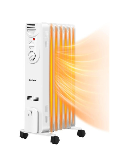 Calentador de Aceite Eléctrico COSTWAY 1500W Portátil con Termostato