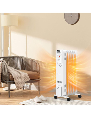 Calentador de Aceite Eléctrico COSTWAY 1500W Portátil con Termostato