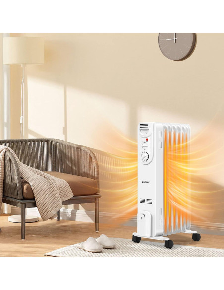 Calentador de Aceite Eléctrico COSTWAY 1500W Portátil con Termostato