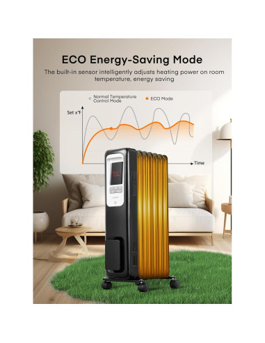 Calefactor de Radiador Eléctrico FOHERE 1500W con Termostato