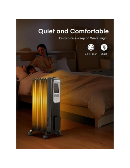 Calefactor de Radiador Eléctrico FOHERE 1500W con Termostato