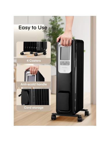 Calefactor de Radiador Eléctrico FOHERE 1500W con Termostato