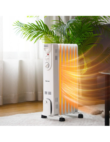 Calentador de Aceite Eléctrico COSTWAY 1500W Portátil con Termostato