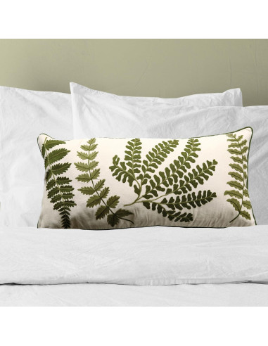 Almohada Lumbar Algodón Creative Co-Op 81x36 cm Bordado Helechos