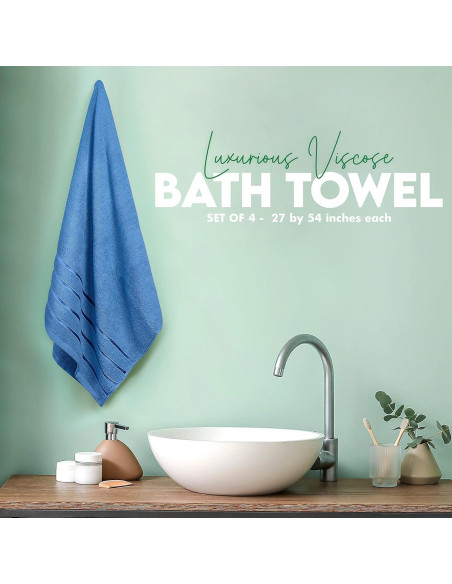 Juego de Toallas de Baño Utopia 4 Piezas 600 GSM Azul