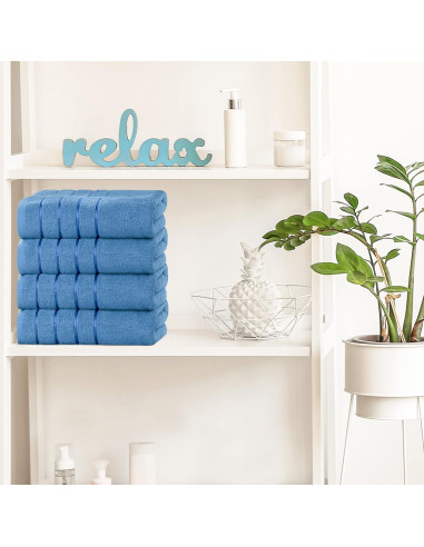 Juego de Toallas de Baño Utopia 4 Piezas 600 GSM Azul