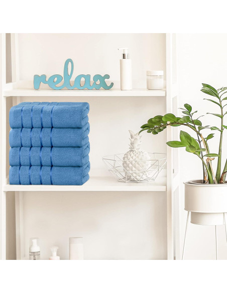 Juego de Toallas de Baño Utopia 4 Piezas 600 GSM Azul