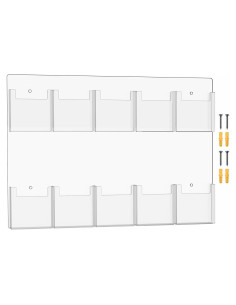 Soporte Trifold de Acrílico 10 Bolsillos Montaje en Pared
