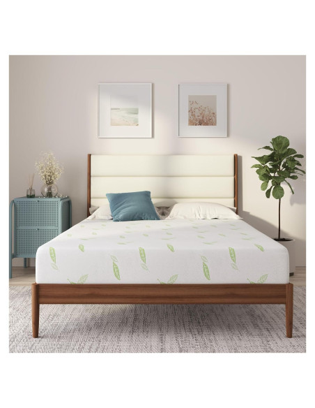 Colchón de Espuma Viscoelástica NapQueen 12" Completo Té Verde