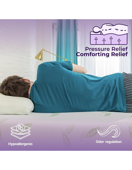 Colchón de Espuma Viscoelástica NapQueen 12" Completo Té Verde