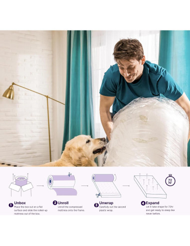 Colchón de Espuma Viscoelástica NapQueen 12" Completo Té Verde