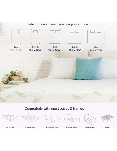 Colchón de Espuma Viscoelástica NapQueen 12" Completo Té Verde