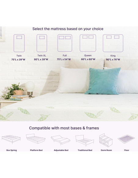 Colchón de Espuma Viscoelástica NapQueen 12" Completo Té Verde