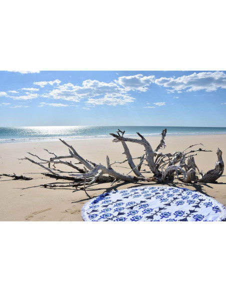 Toalla de Playa Redonda SwimZip 150 cm Algodón Azul