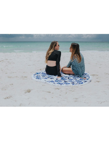 Toalla de Playa Redonda SwimZip 150 cm Algodón Azul