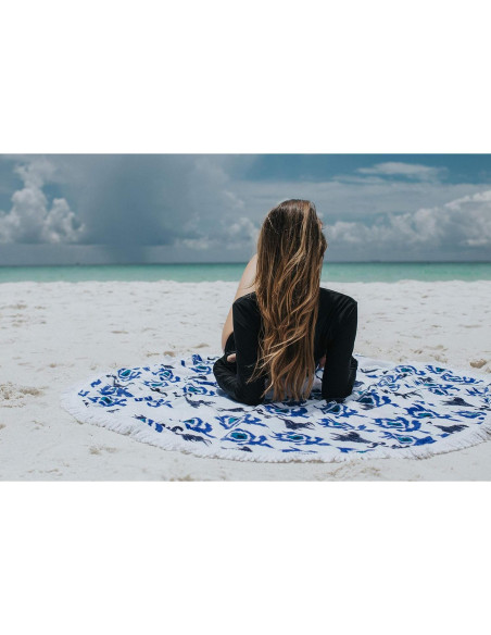 Toalla de Playa Redonda SwimZip 150 cm Algodón Azul