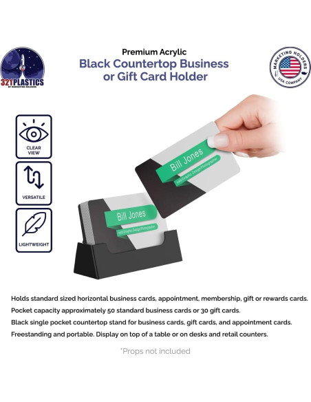 Soporte para Tarjetas de Visita Acrílico Negro - 100 Unidades