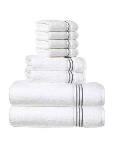 Juego de Toallas Premium Simpli-Magic 8 Piezas Algodón Gris